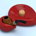Red Wooden Pipe And Pipe Stand With Cork As Daily Living Supplies