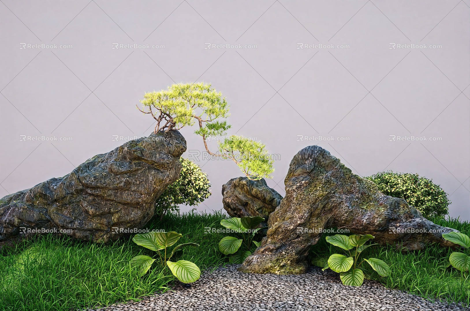 Landscape Landscaping Stone Micro Terrain Plant Landscape 3d model