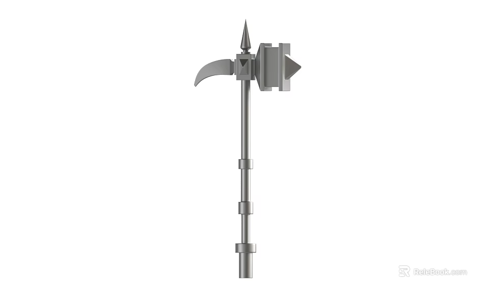 Durable Multi Functional Hardware Tool With Long Handle Axe Head And Spike 3d model 