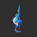 Blue Spiked Fantasy Weapon With Dragon Head Design And Red Eye