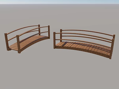 Wooden Arch Bridges With Curved Railings And Smooth Deck Design 3d model