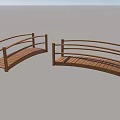 Wooden Arch Bridges With Curved Railings And Smooth Deck Design