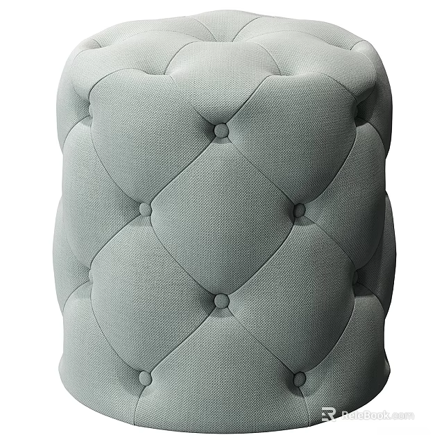 Light Green Tufted Fabric Shoe Bench With Diamond Button Design For Entryway 3d model 
