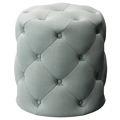 Light Green Tufted Fabric Shoe Bench With Diamond Button Design For Entryway 3d model