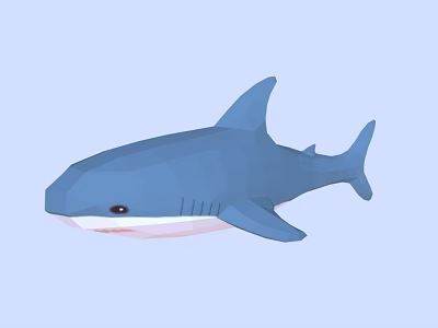 Blue Low Poly Style Shark with Light Blue Background Underwater Scene 3d model Blue Low Poly Style Shark with Light Blue Background Underwater Scene 3d model