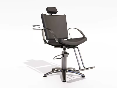 Black Barber Chair With Ergonomic Design Adjustable Backrest And Chrome Frame 3d model