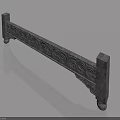 Gray Stone Swing Door Featuring Intricate Carved Patterns And Decorative Design