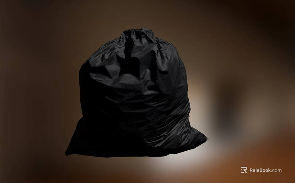 Black Trash Bag Essential Item For Daily Household Life Waste Disposal 3d model 