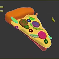 Fresh Pizza Slice With Orange Crust Red Tomato Slices Green Basil And Black Olives
