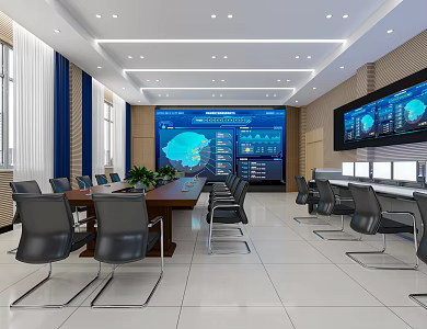 Modern conference room monitoring room 3d model