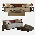 Modern Double Sofa With Decorative Pillows Table Lamps And Coffee Table 3d model
