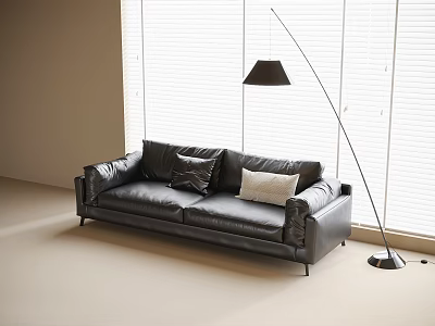 modern double sofa office sofa floor lamp 3d model