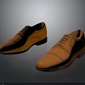 Orange Leather Lace Up Brogue Shoes With Perforated Details And Brown Sole