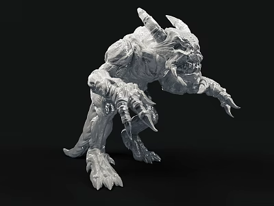 Detailed Monster Sculpture 3D Model Featuring Sharp Spikes And Claws Design 3d model