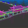 Ancient Architectural Bridge With Traditional Curved Eaves Roof Over River And Surrounding Trees