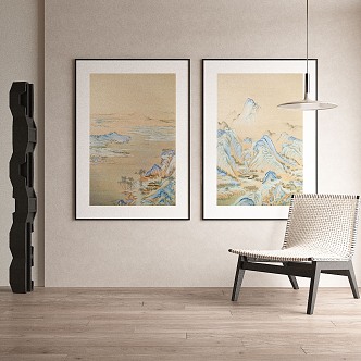 New Chinese Landscape Painting Decorative Painting 3d model