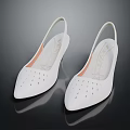 Elegant White High Heel Shoes Featuring Perforated Toe And Slim Heel Design