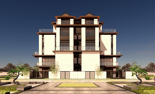 New Chinese-style townhouse Song-style courtyard villa 3d model