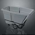 Dual Compartment Plastic Trash Bin With Wheels And Black Frame