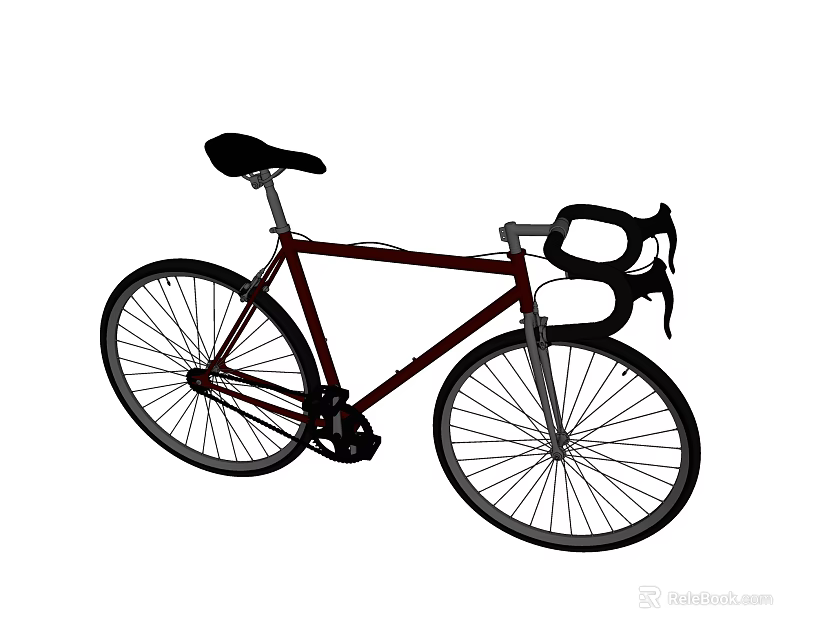 Sleek Road Bike With Black Saddle Drop Handlebars Dark Red Frame And Spoked Wheels 3d model 