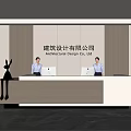 Company Front Desk Background Wall Reception Area Bar Desk Reception Desk Lobby Simple Lobby 3d model