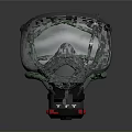 Weapon Tactical Gas Mask With Transparent Visor Green Straps And Red Filters Design