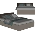 Modern Double Bed Design With Headboard Cushions And Bed Runner And Storage Drawers 3d model