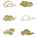 Decorative Cloud Shaped Carved Patterns In Golden And Black Colors 3d model