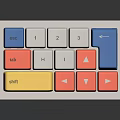 Colorful Custom Mechanical Keyboard with Yellow Enter Orange Tab Blue Shift and Pink Arrow Keys