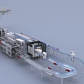 Industrial Equipment Production Line With Conveyor Belts Robotic Arms And Connected Machinery For Packaging Processing