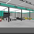 Modern 4S Shop Interior Design With Tire Display Shelves And Car Accessories