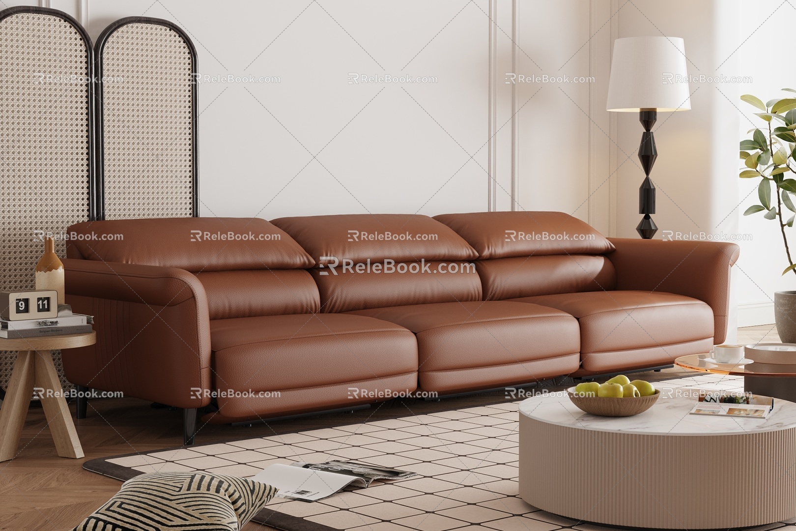 Modern three-seat sofa 3d model