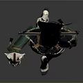 3D Female Character With Oriental Traditional Sci Fi Style Decorative Hat And Staff