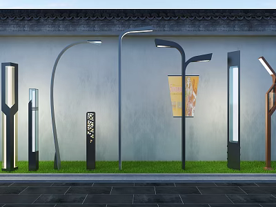 Outdoor Lights With Various Modern Designs For Garden Courtyard And Pathway 3d model