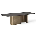Modern Minimalist Dining Table With Black Wooden Top And Stylish Metal Legs Design