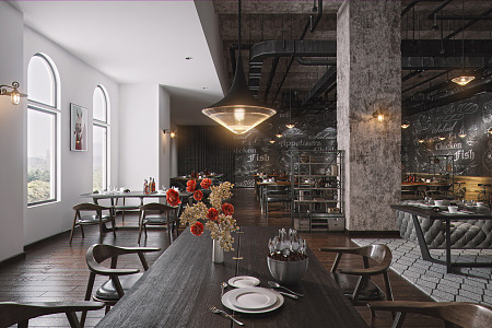 INDUSTRIAL LOFT RESTAURANT 3d model