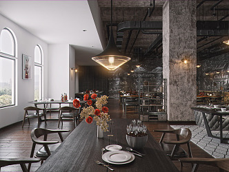 INDUSTRIAL LOFT RESTAURANT 3d model