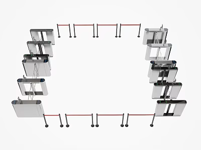 Public Facility Turnstiles And Barriers For Entry Access Control In Public Spaces 3d model