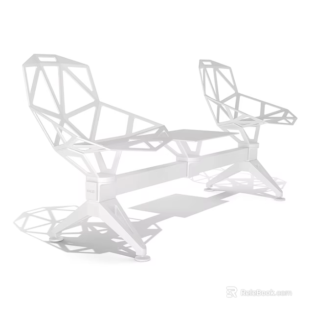 Modern Public Chair With Geometric Frame Structure And White Sleek Design 3d model 