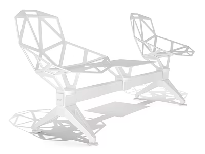 Modern Public Chair With Geometric Frame Structure And White Sleek Design 3d model