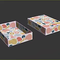 Two Piece Colorful Patterned Decorative Ornament Set with Square Boxes and Modern Design 3d model