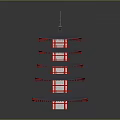 Traditional Five Story Pagoda Architecture With Gray Roof And Red Structure Design
