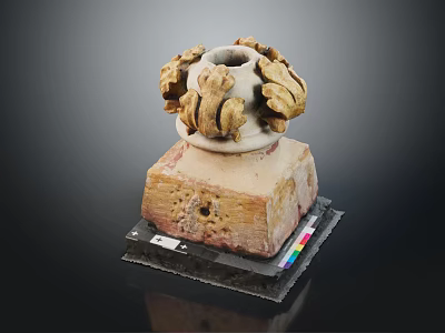 Ancient Decorative Architectural Element With Square Base And Ornate Carved Top 3d model