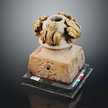 Ancient Decorative Architectural Element With Square Base And Ornate Carved Top 3d model