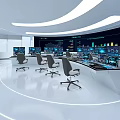 Modern High Tech Monitoring Room Interior With Multiple Digital Monitors Control Consoles And Ergonomic Chairs