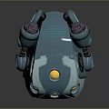 Blue Robotic Cosmic Probe With Yellow Circular Sensors And Mechanical Parts For Deep Space Exploration