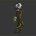 Game Movie Robot Character With Mechanical Body Structure White Brown Armor And Yellow Cables