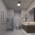 Hotel Bathroom Interior Design With Shower Toilet Vanity Mirror And White Tiles