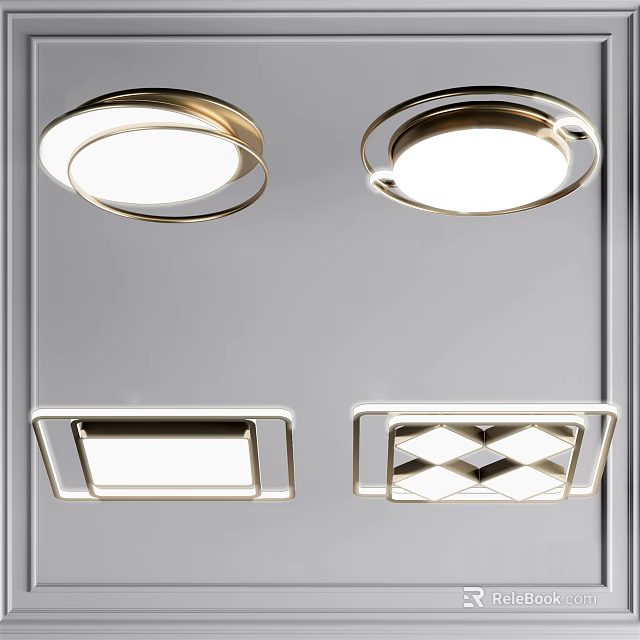 Modern Flush Mount Ceiling Lights With Round Metal Frame And Bright Glow 3d model