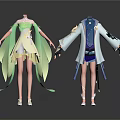 Women Elegant Dresses With Green Yellow And Blue White Decorative Outfits
